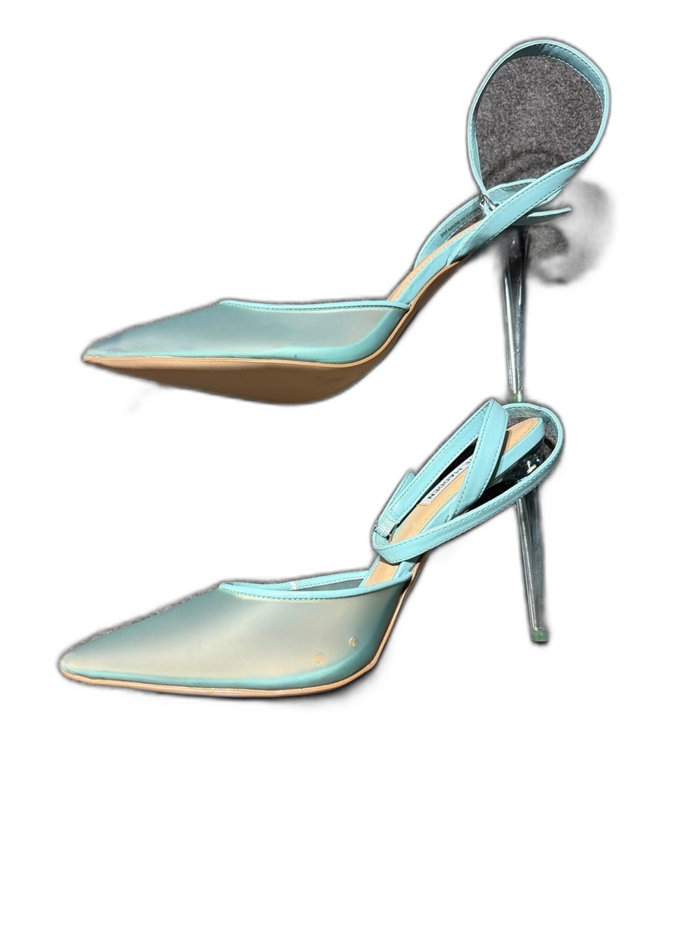 Steve Madden Light Blue Pointed Toe Ankle Strap Heels - Picture 4 of 7
